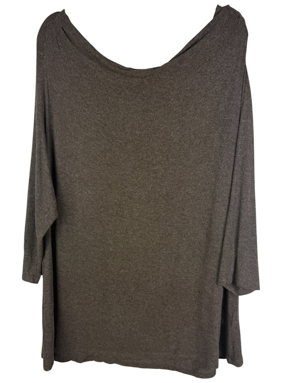 Eileen Fisher Woman Brown Espresso Viscose Stretch Boatneck Tunic Knit Top 1X